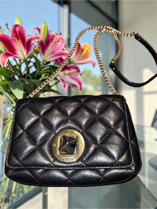 kate spade Handbags - Kate Spade Quilted Black Leather Crossbody Bag with Metal Chain